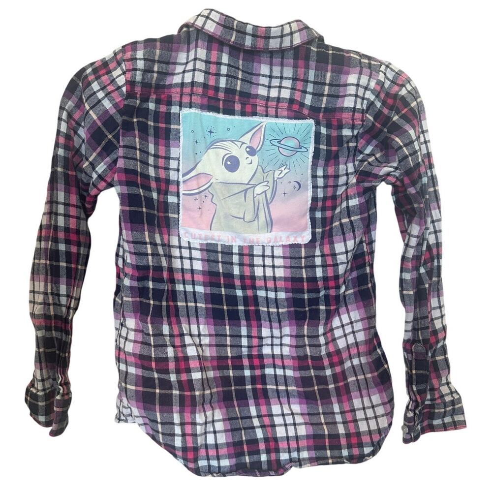 Baby Yoda Button Down Shirt Kids LARGE Unique Star Wars Grogu One of a Kind